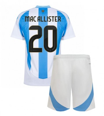 Argentina Alexis Mac Allister #20 Hemmaställ Barn Copa America 2024 Kortärmad (+ Korta byxor)